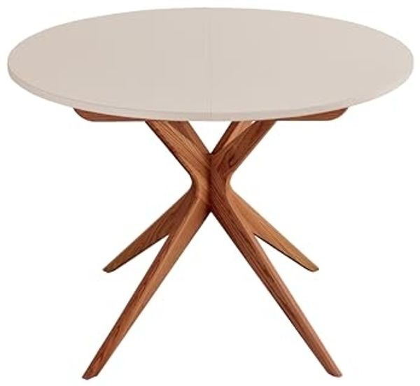 Runder ausziehbarer esstisch 100cm 5 Personen Jubi Braun Beige | Eschenbein in Eichenoptik Ragaba