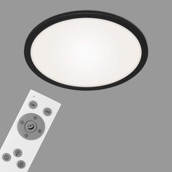 Briloner Leuchten - LED Panel, Deckenleuchte dimmbar, inkl. Fernbedienung, Farbtemperatursteuerung, Nachtlicht, 24 Watt, 2. 200 Lumen, Weiß-Schwarz, Ø40cm, 7168-015