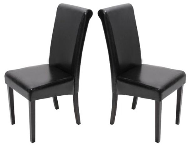 2er-Set Esszimmerstuhl Stuhl Küchenstuhl Novara II, Leder ~ schwarz, dunkle Beine