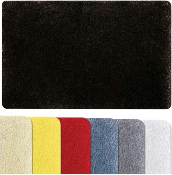 Spirella Badteppich Badvorleger Duschvorleger Fino Supersoft Hochflor waschbar, rutschfest Badematte 40x60 cm – Schwarz