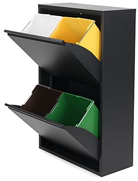 Spinder Design GIGI 4 Abfalltrenner - Schwarz - 74 Litern
