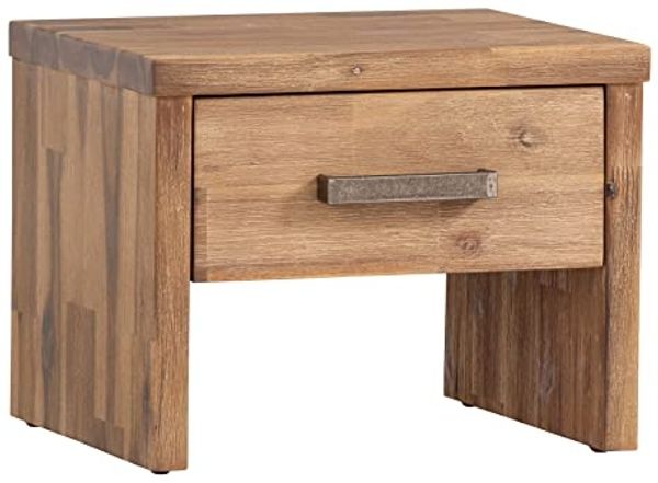 Nachttisch massivum Albury Akazie natur 40x31x35 cm Nachtkommode Nachtschrank Beistelltisch Massivholz Schlafzimmer-Möbel