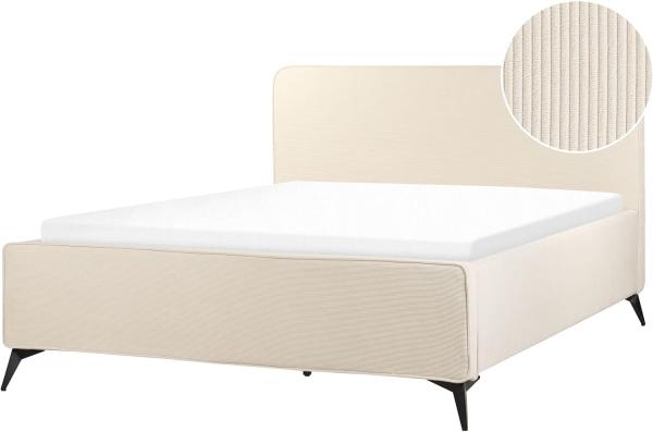 Bett mit Lattenrost VALOGNES 160 x 200 cm Cord Helles Beige