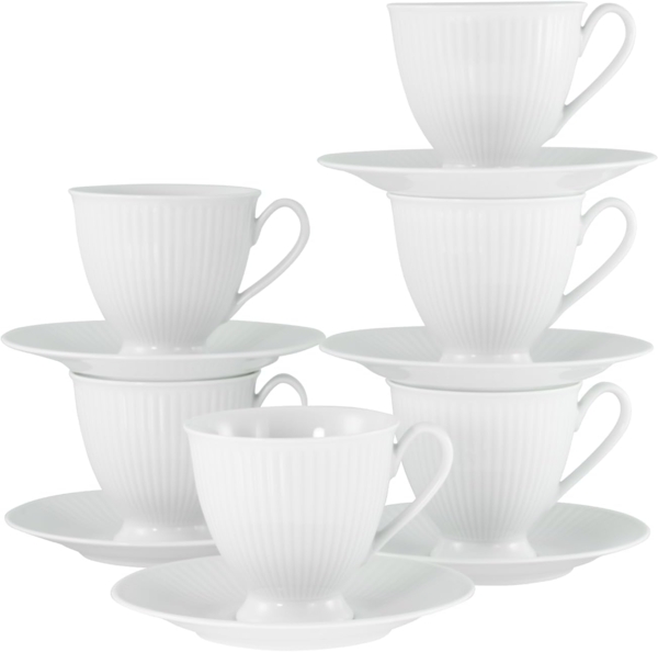 CreaTable Tasse Valencia Weiß, Kaffeeset, 12-tlg, 12-tlg, Porzellan, Elegant, Boho Chic