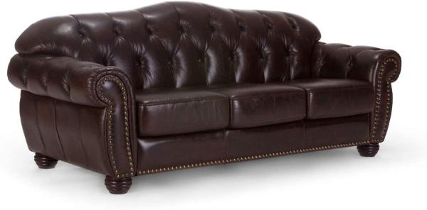 Sofa Chesterfield Hereford 3-Sitzer Echtleder braun