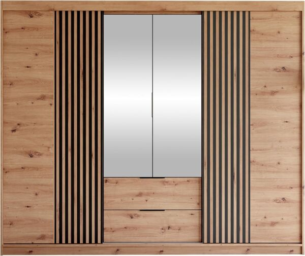 Kleiderschrank Mrynit 250 (Farbe: Artisan Eiche / Artisan Eiche + Schwarz)