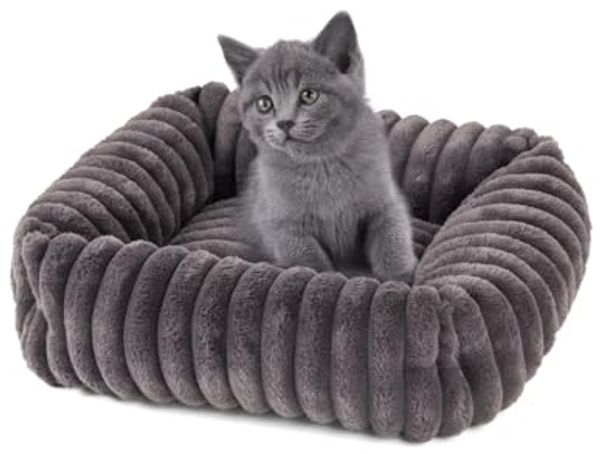 Wallace & Jones Tierbett Katzenbett Mary, edle Cordstoff-Optik, gepolsterte Seitenwände, anthrazit, ca. 71 x 58 x 18 cm