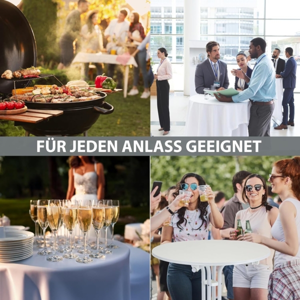 2x Stehtisch klappbar Ø 80 cm Höhe 110 cm Stahl Gastrotisch Partytisch Bistrotisch Tisch in Weiß Bild 5