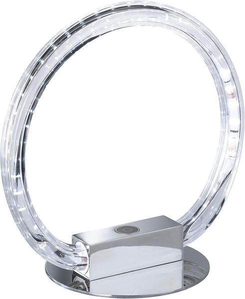 LED Tischleuchte, 3-Stufen Touchdimmer, Ring Design, Chrom