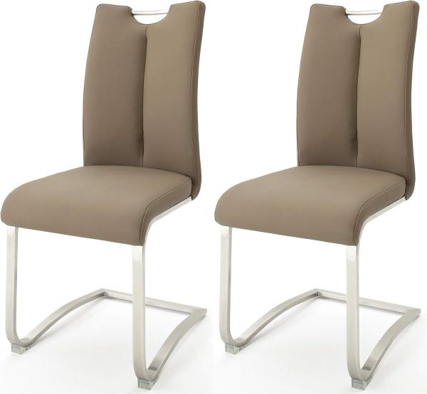Robas Lund Esszimmerstühle 2er Set Cappuccino, Echtleder Schwingstuhl Esszimmerstuhl max. 140 Kg Belastbar, Stuhl Artos