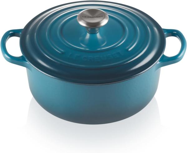 Le Creuset Signature Gusseisen-Bräter mit Deckel, Für alle Herdarten und Induktion geeignet, Rund, Deep Teal, 20,0 cm, 2.4