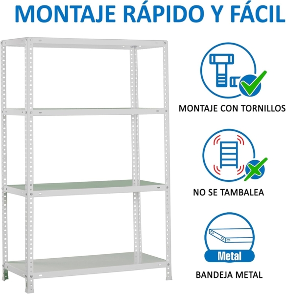 Simonrack Schwerlastregal, Lagerregal, 150 x 100 x 30 Metallregal, Kellerregal, Biegestelle 100 kg, 4 Fachböden, Grau - Comfort Bild 6