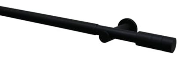 GARDINIA Gardinenstangen-Set, 1-Lauf, Zylinder, Ø 22/25 mm, 100-190 cm, Ausziehbar, Metall, Schwarz matt