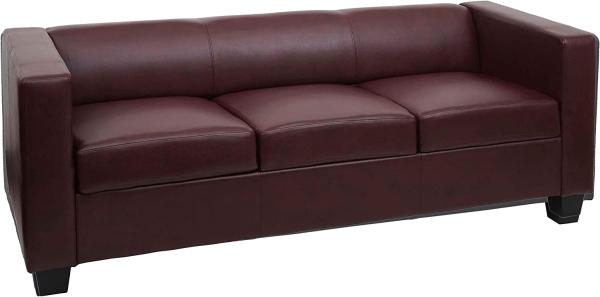 3er Sofa Couch Loungesofa Lille ~ Kunstleder, rot-braun