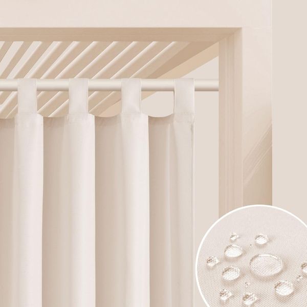 ROOM99 Outdoorvorhäng mit Schlaufen Garden Line 155x200 cm Breite x Höhe Outdoor Vorhang wetterfest Wasserdicht Sichtschutz Sonnenschutz Gardinen Garten Winddicht Helle Creme, 1 Stück