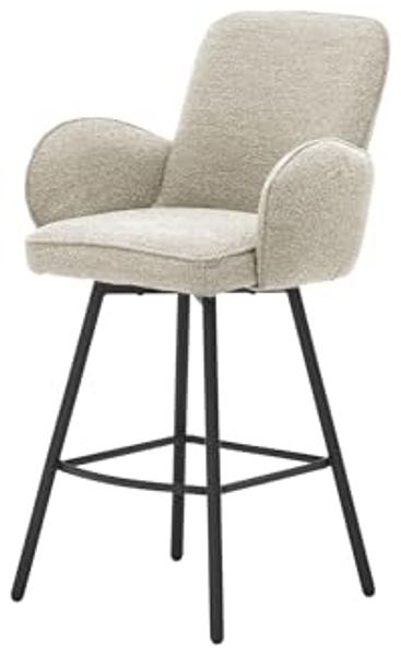 Barhocker >Malia< (2er Set) drehbar, Armlehnen, beige, schwarz - 55x103x61 (BxHxT)