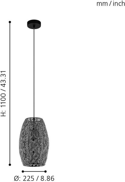 Eglo 43391 Hängeleuchte RIYADH schwarz-antik H:110 Ø:22,5cm dimmbar Bild 4