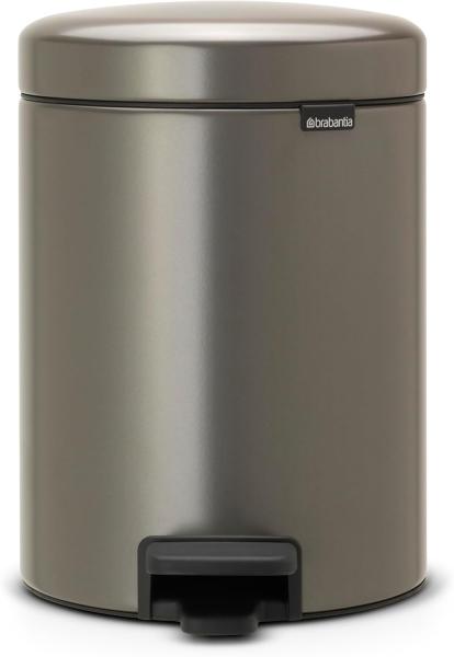 Brabantia Newicon Treteimer, Mülleimer, Abfalleimer, Platinum, 5 L, 112683