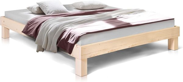Möbel-Eins PUMBA Massivholzbett ohne Kopfteil Fichte natur 120x220 cm Standardhöhe