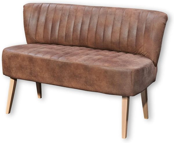 Diningsofa Markus / Marcel , Echtholz, Mikrofaser , Braun , 141 x 87 x 69 cm