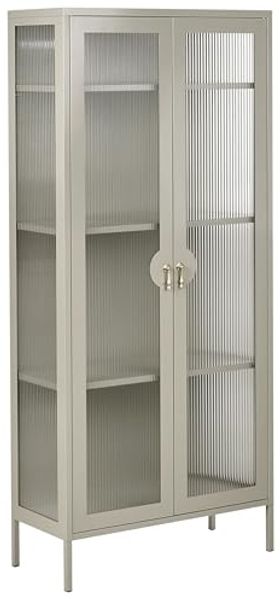 Vitrine mit Glastüren GLEORA Metall Hellbeige