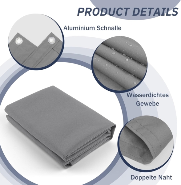 HENG FENG Balkon Sichtschutz 90x400 cm,160g/㎡ PES UV-Schutz Balkonverkleidung, Balkonabdeckung Wetterfest, mit Kabelbindern, Hellgrau Bild 4