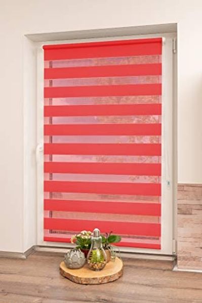 K-Home Klemmfix Doppelrollo Madrid ohne Bohren Rot 60x150 cm (B x L)