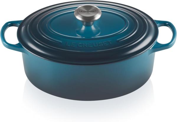 Le Creuset Bräter 'Signature' , Gusseisen , Oval, für alle Herdarten und Induktion geeignet, Deep Teal, 29,0 cm