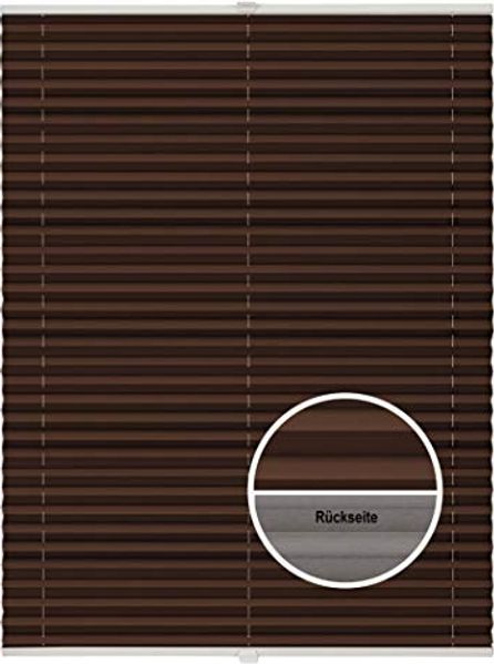 ondeco Plissee Thermo ohne Bohren mit Klemmträger,Sonnenschutz für Fenster innen, lichtschutz und Blickdicht, Faltrollo Sichtschutz für Tür, Jalousie Rollo leicht verdunkelnd - Dunkelbraun - 40x130 cm