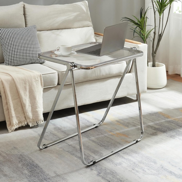 Beistelltisch Alerhavn klappbar 70x49x68 cm Transparent [en. casa]