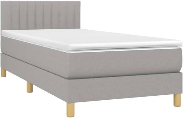 vidaXL Boxspringbett mit Matratze Hellgrau 90x200 cm Stoff, Härtegrad: H2 [3140745]