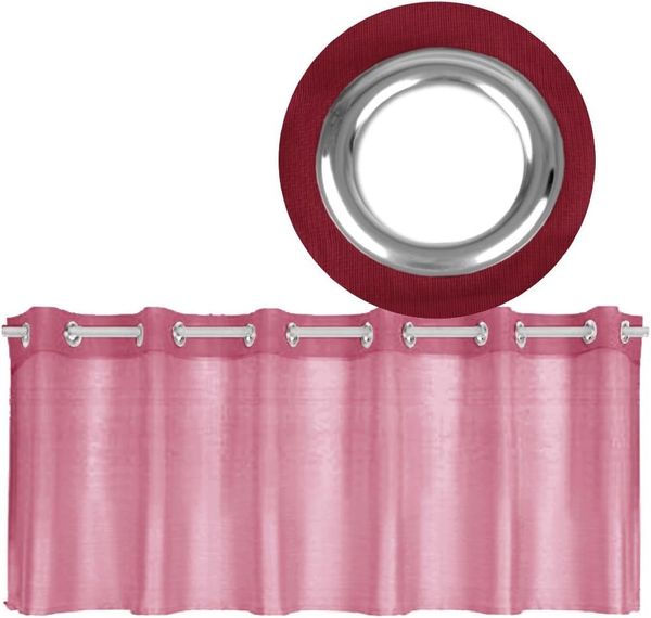 Ösen-Bistrogardine in B160cm x L45cm, transparente uni Scheibengardine Voile in vielen verschiedenen Farben erhältlich (bordeaux - beere)
