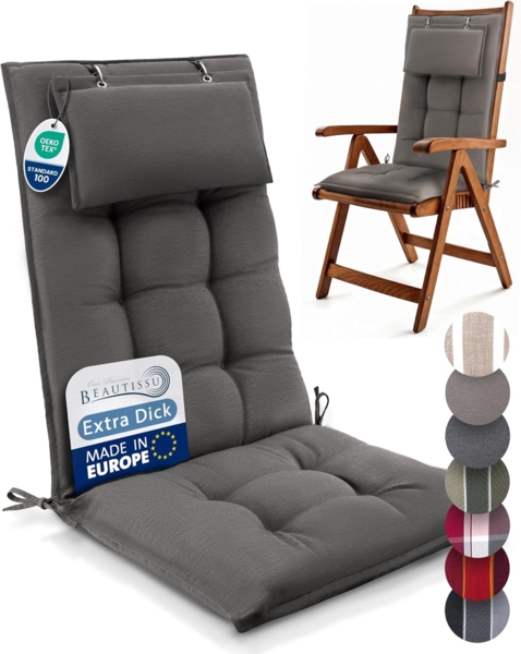 Beautissu Polsterauflage Sun-HL, Hochlehner Auflage 119x50x8cm