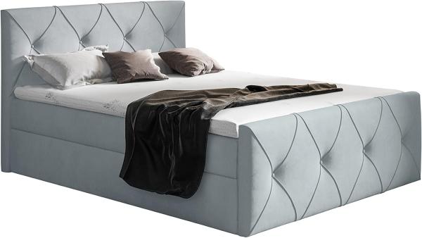 99rooms Arian Lux Boxspringbett Velours 140 x 200 cm Silber