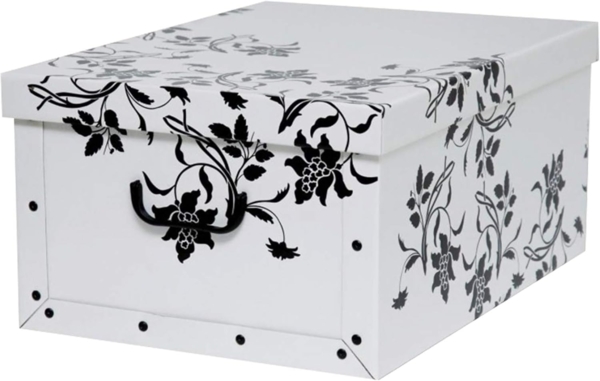 Kreher Aufbewahrungsbox Aufbewahrungsbox, Dekokarton - Motiv: Blumen Barock, Weiss