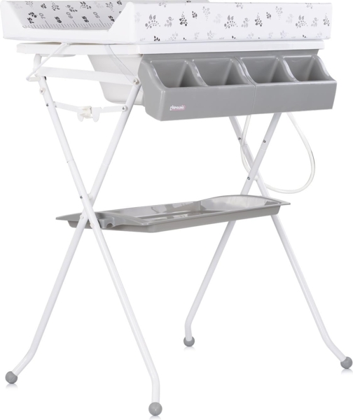 Chipolino Babywanne Wickeltisch 2 in 1 Aqua Zubehörfach klappbar Ständer Stopfen grau