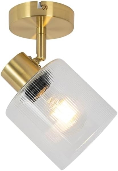 Qazqa LED Aufbaustrahler Laura, ohne Leuchtmittel, E27, Gold, Art Deco, Glas, 1-flammig
