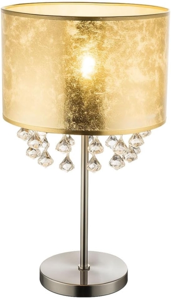 LED Textil Tischleuchte im Blattgold Design, Höhe 56cm, AMY