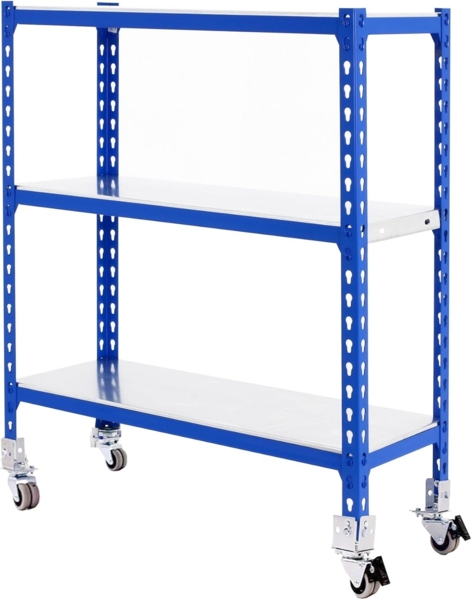 Simonrack Schwerlastregal, Lagerregal, 97,5 x 90 x 40 cm, Metallregal, Kellerregal, Biegestelle 75 kg, 3 Fachböden, Blau/Verzinkt - Simonclick Bild 1
