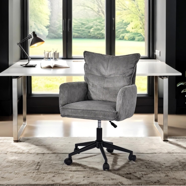 Duhome Bürostuhl, Schreibtischstuhl aus Kordsamt, Drehstuhl Höhenverstellbar Bild 6