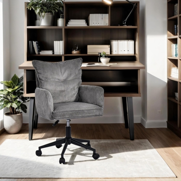 Duhome Bürostuhl, Schreibtischstuhl aus Kordsamt, Drehstuhl Höhenverstellbar Bild 2
