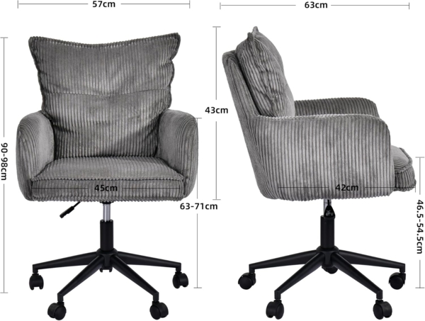 Duhome Bürostuhl, Schreibtischstuhl aus Kordsamt, Drehstuhl Höhenverstellbar Bild 3