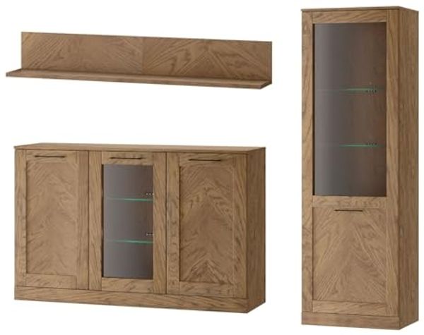 Wohnzimmer-Set Wohnwand Cozy 3-teilig teilmassiv
