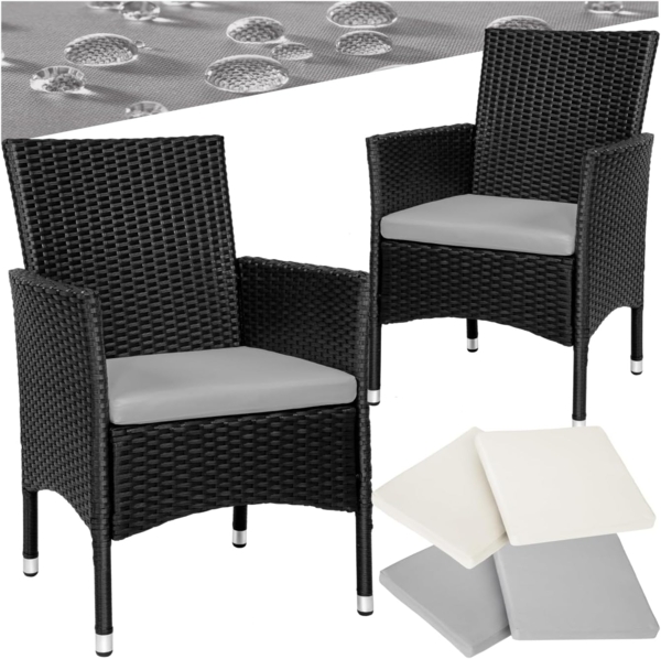 tectake Rattanstuhl 2er Set Rattanstuhl (2er Set, 2 St), widerstandsfähig