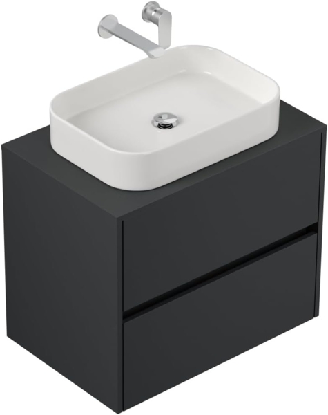 Badmöbel Taifun 70cm mit rechteckigem Aufsatzwaschbecken grafit : Grafit