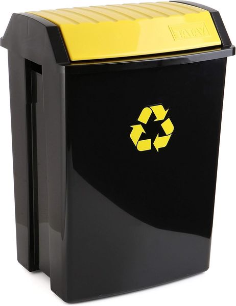 TATAY Abfalleimer Recycling, 50 Liter Kunststoff 40x33. 5x57,5 cm schwarz-gelb