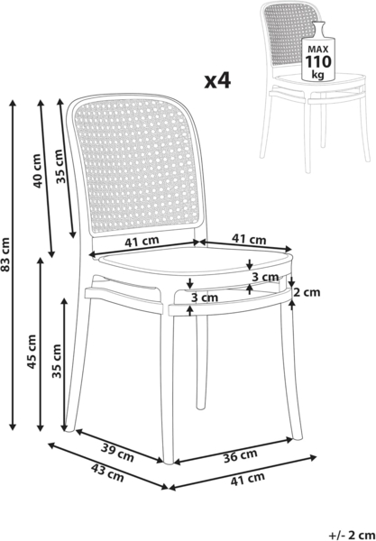 Gartenstuhl 4er Set PLOSE Beige Bild 3