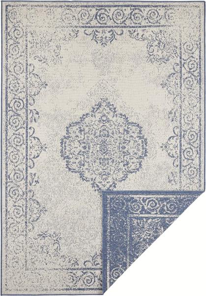 In- & Outdoor Wendeteppich Cebu Blau Creme - 160x230x0,5cm