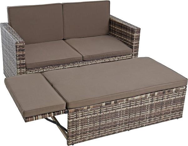 Gartenmöbel Polyrattan Sitzgruppe Lounge Gartensofa Essgruppe Set Beige-Braun