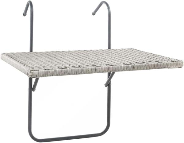 HI Balkon-Klapptisch mit Platte in Rattan-Optik 60x40 cm Grau 446201